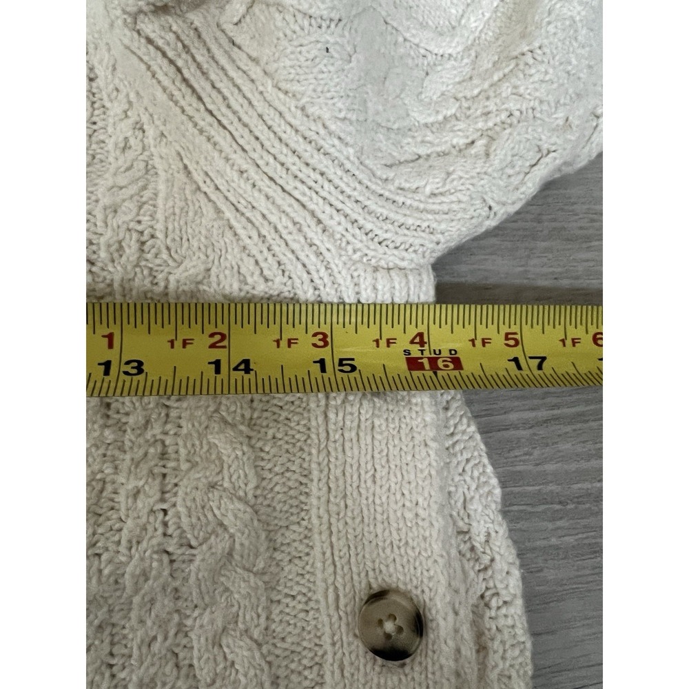 Pilcro Anthropologie Cutout Fisherman Sweater Ivory Buttons Size S - Picture 5 of 8